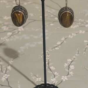 Tiger Eye sterling silver earrings